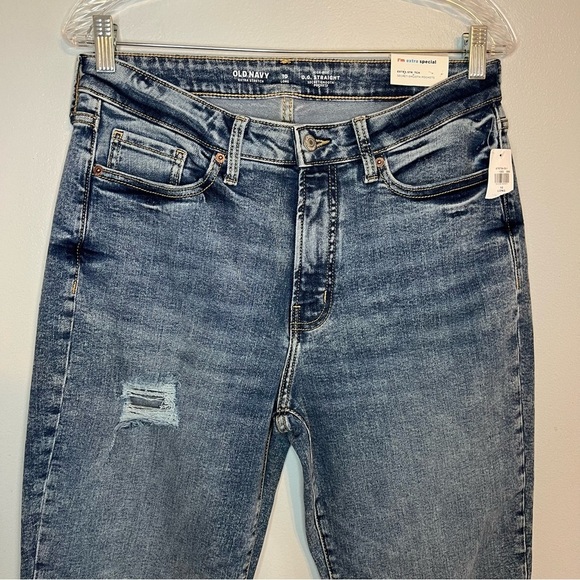 NEW Old Navy Womens High Rise Straight Ankle Jeans Distressed Stretch Sz 10 Long - Picture 6 of 11